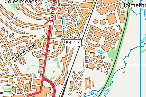 RH1 1JX map - OS VectorMap District (Ordnance Survey)