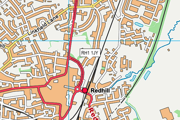 RH1 1JY map - OS VectorMap District (Ordnance Survey)