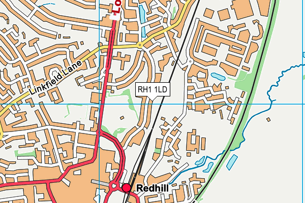 RH1 1LD map - OS VectorMap District (Ordnance Survey)