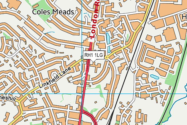 RH1 1LG map - OS VectorMap District (Ordnance Survey)