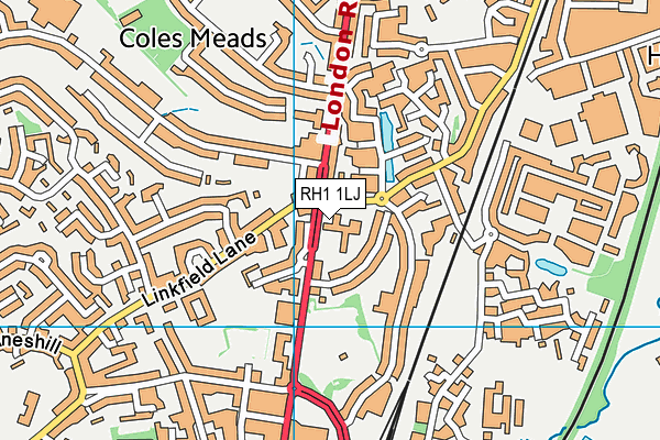 RH1 1LJ map - OS VectorMap District (Ordnance Survey)