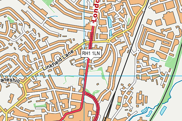 RH1 1LN map - OS VectorMap District (Ordnance Survey)