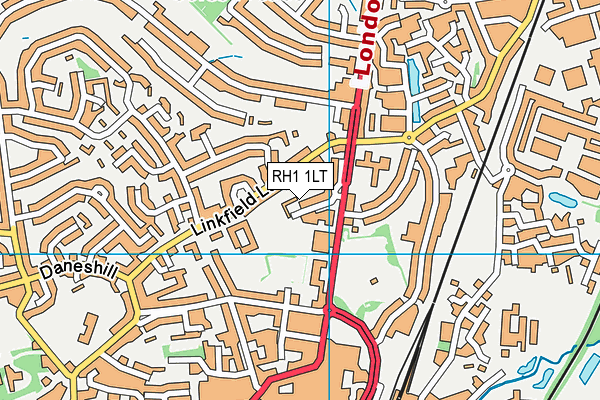 RH1 1LT map - OS VectorMap District (Ordnance Survey)