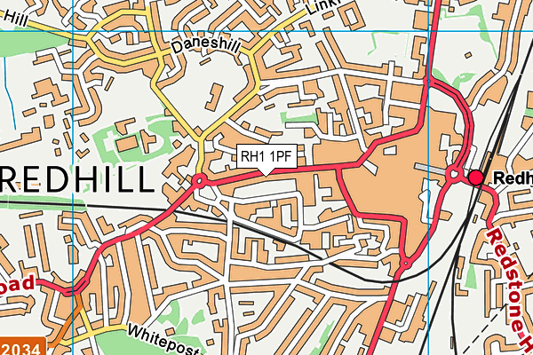 RH1 1PF map - OS VectorMap District (Ordnance Survey)