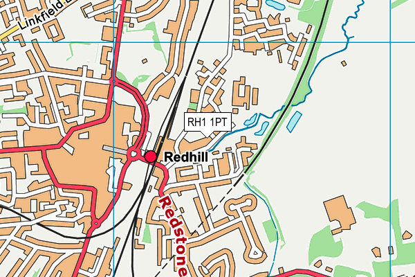 RH1 1PT map - OS VectorMap District (Ordnance Survey)