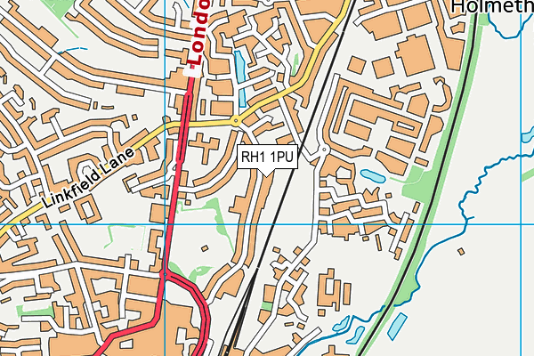 RH1 1PU map - OS VectorMap District (Ordnance Survey)