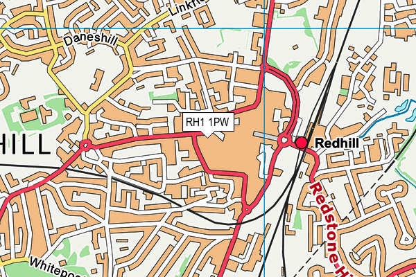 RH1 1PW map - OS VectorMap District (Ordnance Survey)