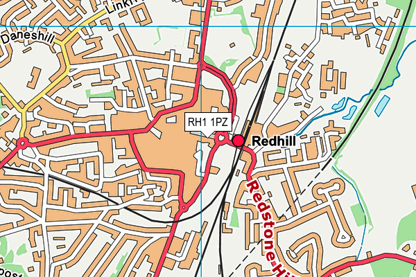 RH1 1PZ map - OS VectorMap District (Ordnance Survey)