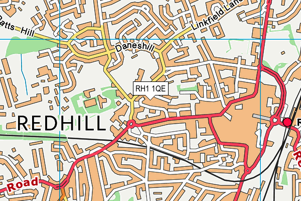 RH1 1QE map - OS VectorMap District (Ordnance Survey)