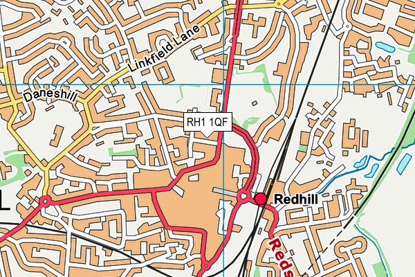 RH1 1QF map - OS VectorMap District (Ordnance Survey)