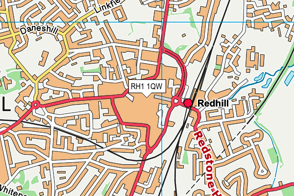 RH1 1QW map - OS VectorMap District (Ordnance Survey)