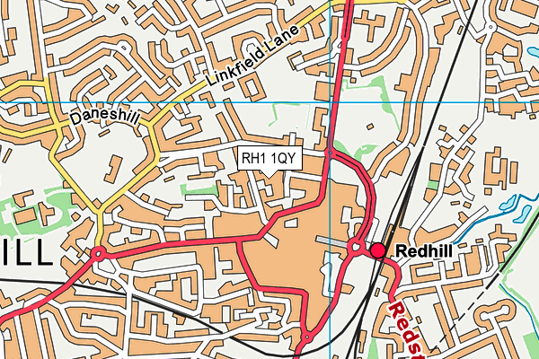 RH1 1QY map - OS VectorMap District (Ordnance Survey)