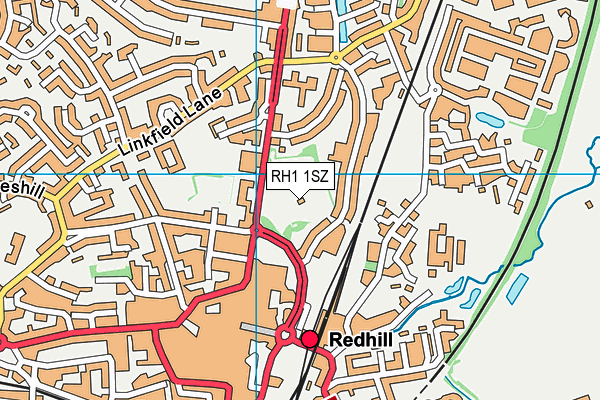 Redhill Memorial Park map (RH1 1SZ) - OS VectorMap District (Ordnance Survey)