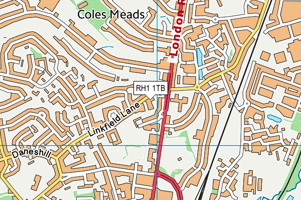 RH1 1TB map - OS VectorMap District (Ordnance Survey)