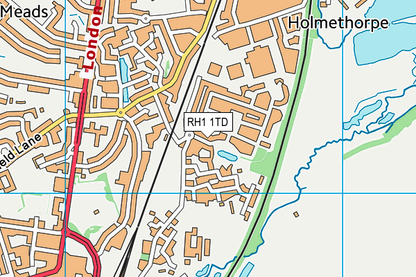 RH1 1TD map - OS VectorMap District (Ordnance Survey)