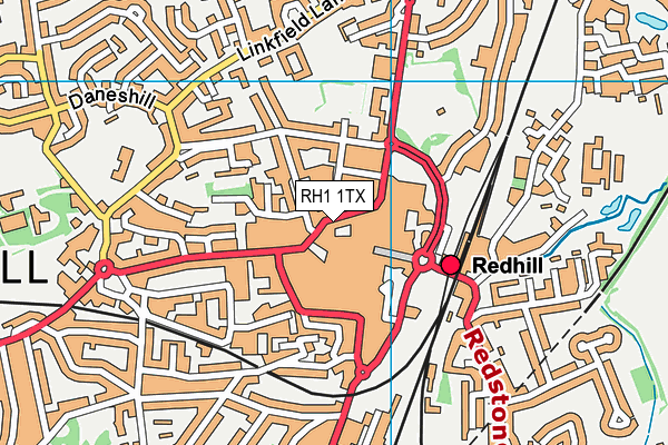 RH1 1TX map - OS VectorMap District (Ordnance Survey)