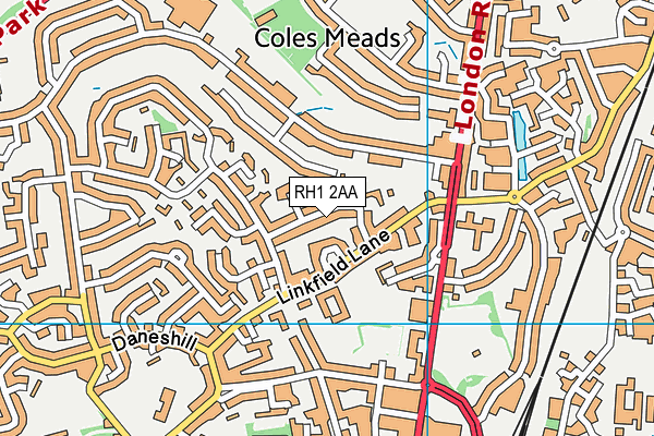 RH1 2AA map - OS VectorMap District (Ordnance Survey)