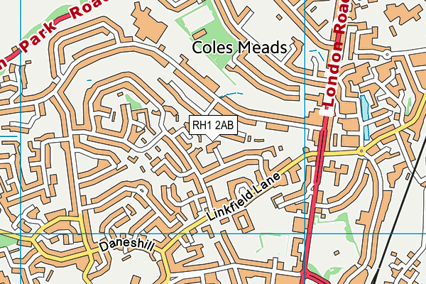 RH1 2AB map - OS VectorMap District (Ordnance Survey)