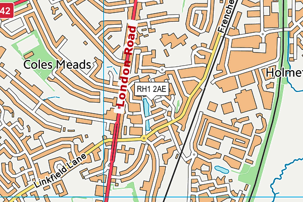 RH1 2AE map - OS VectorMap District (Ordnance Survey)