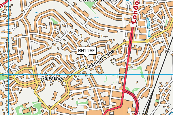 RH1 2AF map - OS VectorMap District (Ordnance Survey)