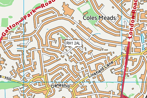 RH1 2AL map - OS VectorMap District (Ordnance Survey)