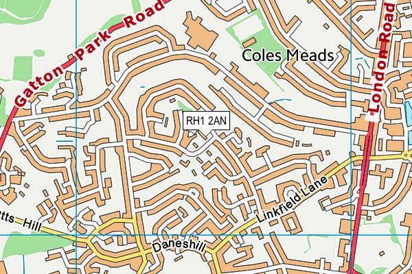 RH1 2AN map - OS VectorMap District (Ordnance Survey)