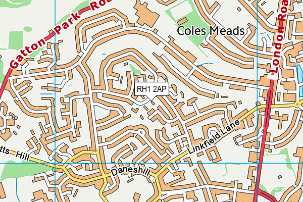 RH1 2AP map - OS VectorMap District (Ordnance Survey)