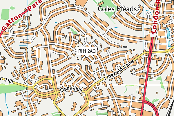 RH1 2AQ map - OS VectorMap District (Ordnance Survey)