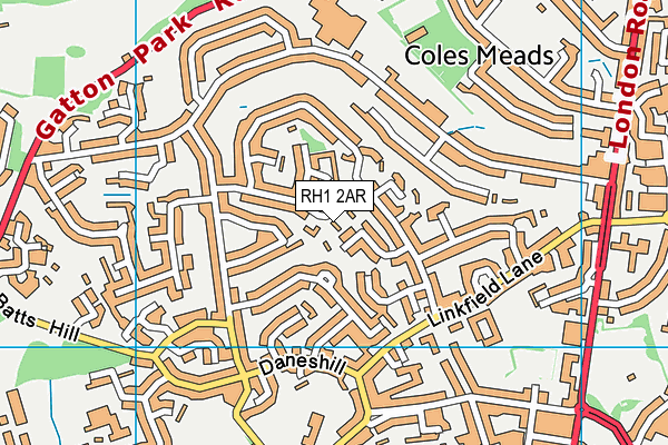 RH1 2AR map - OS VectorMap District (Ordnance Survey)