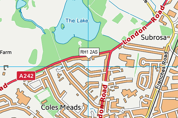 RH1 2AS map - OS VectorMap District (Ordnance Survey)