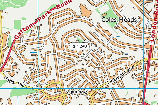 RH1 2AU map - OS VectorMap District (Ordnance Survey)