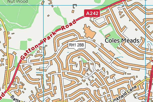 RH1 2BB map - OS VectorMap District (Ordnance Survey)
