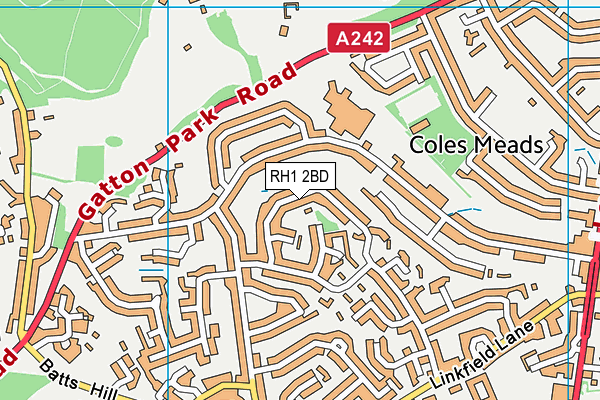 RH1 2BD map - OS VectorMap District (Ordnance Survey)