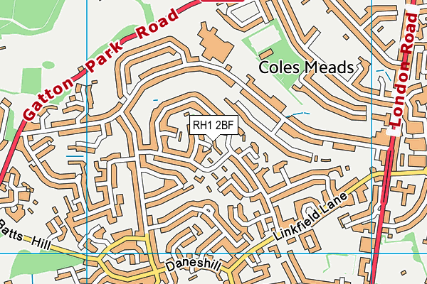 RH1 2BF map - OS VectorMap District (Ordnance Survey)