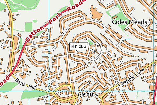 RH1 2BG map - OS VectorMap District (Ordnance Survey)