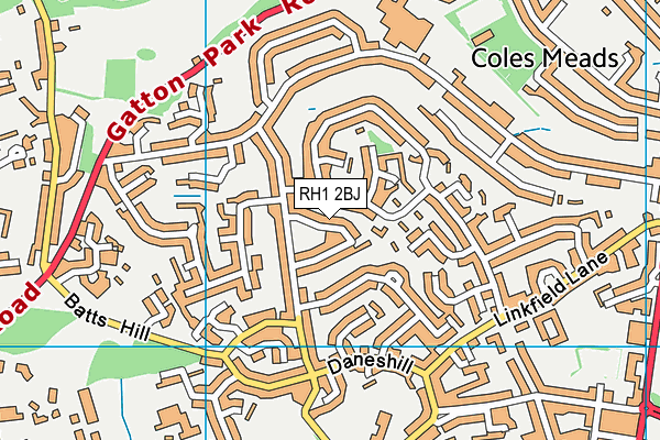 RH1 2BJ map - OS VectorMap District (Ordnance Survey)