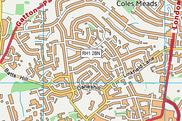 RH1 2BN map - OS VectorMap District (Ordnance Survey)