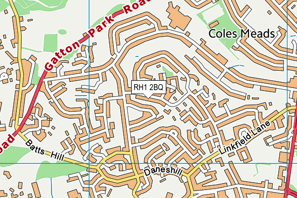 RH1 2BQ map - OS VectorMap District (Ordnance Survey)