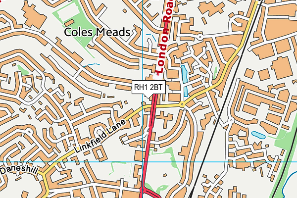 RH1 2BT map - OS VectorMap District (Ordnance Survey)