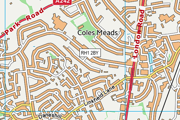 RH1 2BY map - OS VectorMap District (Ordnance Survey)