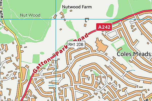 RH1 2DB map - OS VectorMap District (Ordnance Survey)