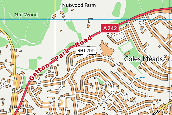 RH1 2DD map - OS VectorMap District (Ordnance Survey)