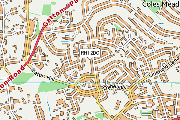 RH1 2DG map - OS VectorMap District (Ordnance Survey)