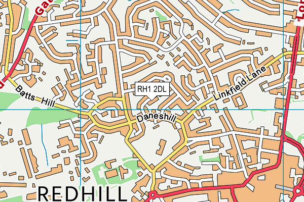RH1 2DL map - OS VectorMap District (Ordnance Survey)