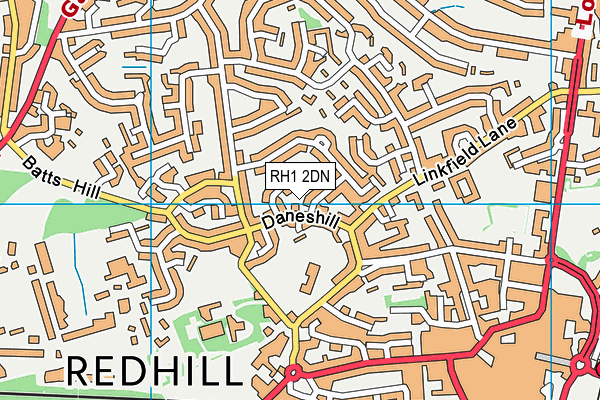 RH1 2DN map - OS VectorMap District (Ordnance Survey)