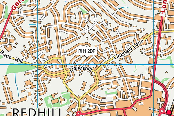 RH1 2DP map - OS VectorMap District (Ordnance Survey)