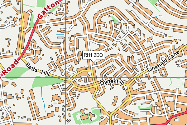 RH1 2DQ map - OS VectorMap District (Ordnance Survey)