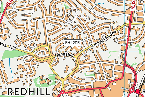RH1 2DR map - OS VectorMap District (Ordnance Survey)