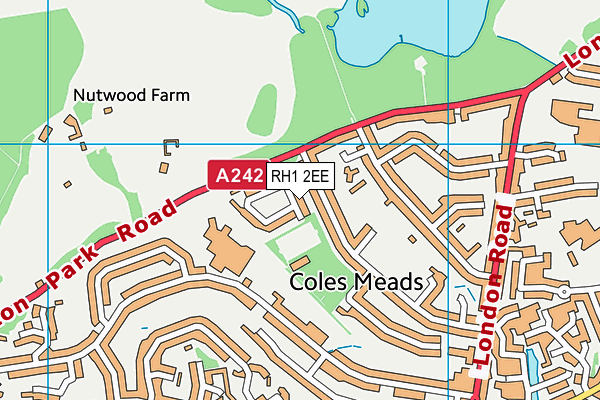 RH1 2EE map - OS VectorMap District (Ordnance Survey)