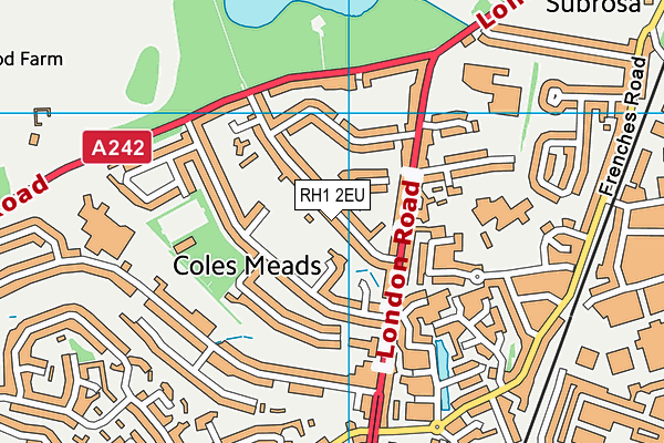 RH1 2EU map - OS VectorMap District (Ordnance Survey)